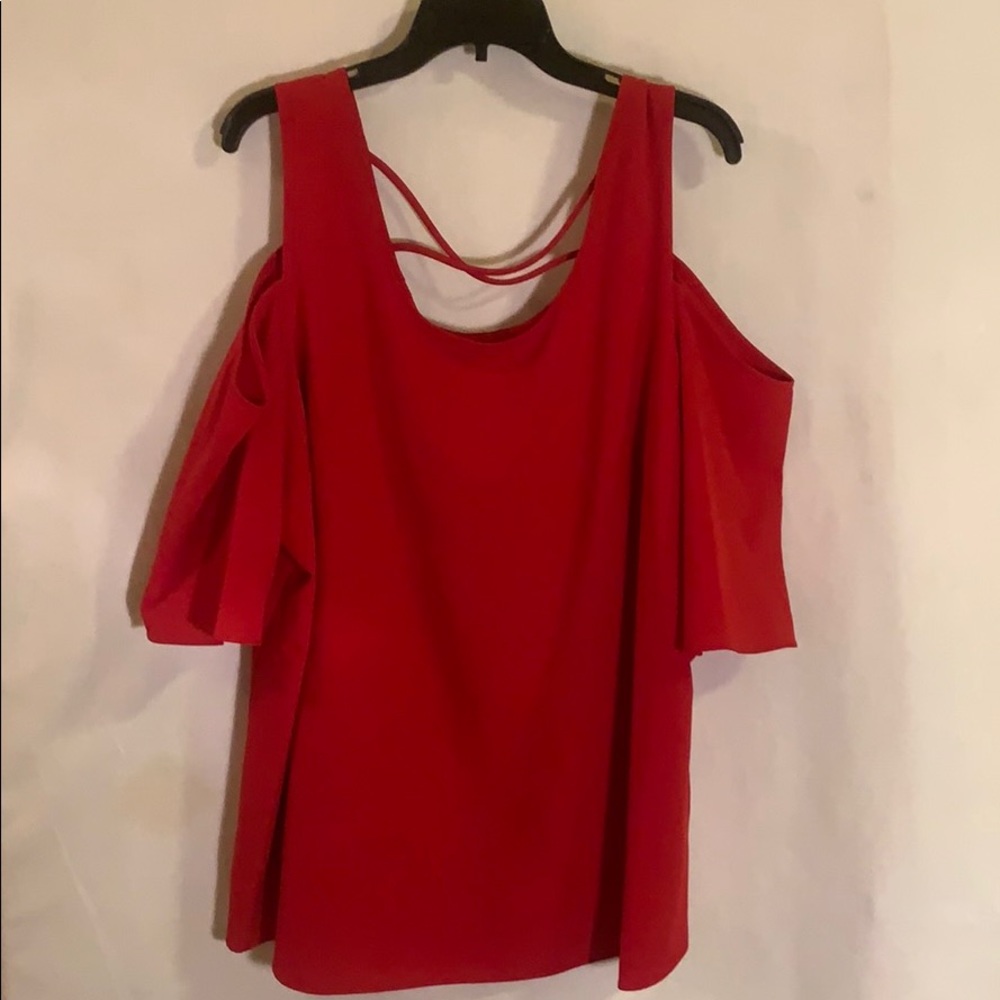 Red Hot Cold Shoulder Blouse